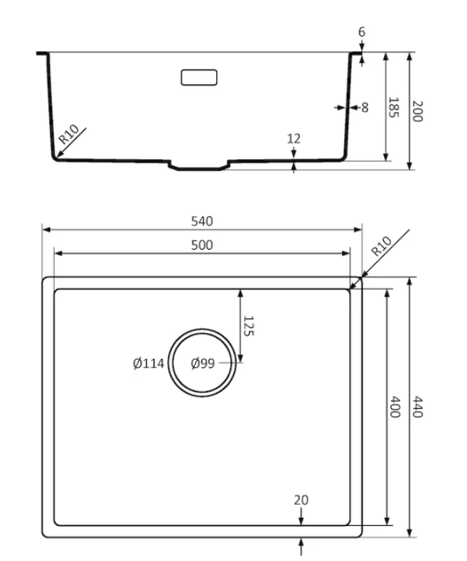 Lorreine 50BQ-FU noir Quartz  Evier 50x40cm à fleur de plan ou sous plan avec panier noir 1208954002