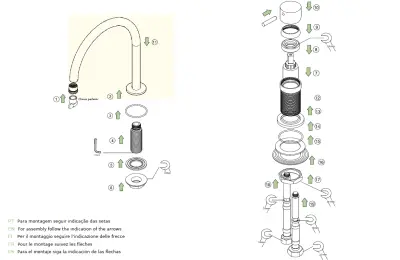 Waterevolution Flow Robinet de lavabo 2 trous blanc avec bec haut 200 mm T1122UBR