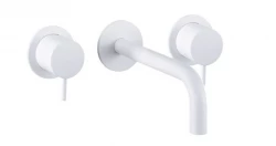 Waterevolution Flow Robinet de lavabo encastrable 3 trous blanc mat avec bec 10cm T1163FBR-10