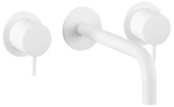 Waterevolution Flow Robinet de lavabo encastrable 3 trous blanc mat avec bec 10cm T1163FBR-10