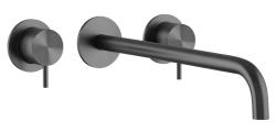 Robinet de lavabo encastré à 3 trous Waterrevolution Flow en PVD Gun metal avec bec de 21 cm T1163FGME-21