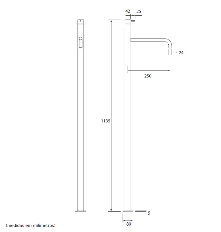 Waterevolution Flow freistehende Waschtischarmatur gebürstetes Messing T113LE
