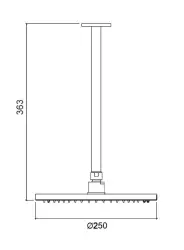 Waterevolution Flow Douche de tête 250mm avec raccord au plafond Blanc mat T164225BR