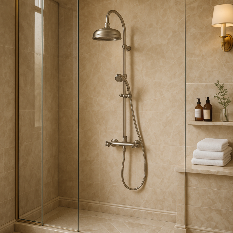 PB Classic Duschsäule mit Thermostatbatterie und Regendusche aus Edelstahl