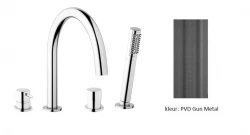 Waterevolution Flow Mitigeur bain 4 trous pour montage sur le bord de la baignoire PVD Gun Metal T138GME
