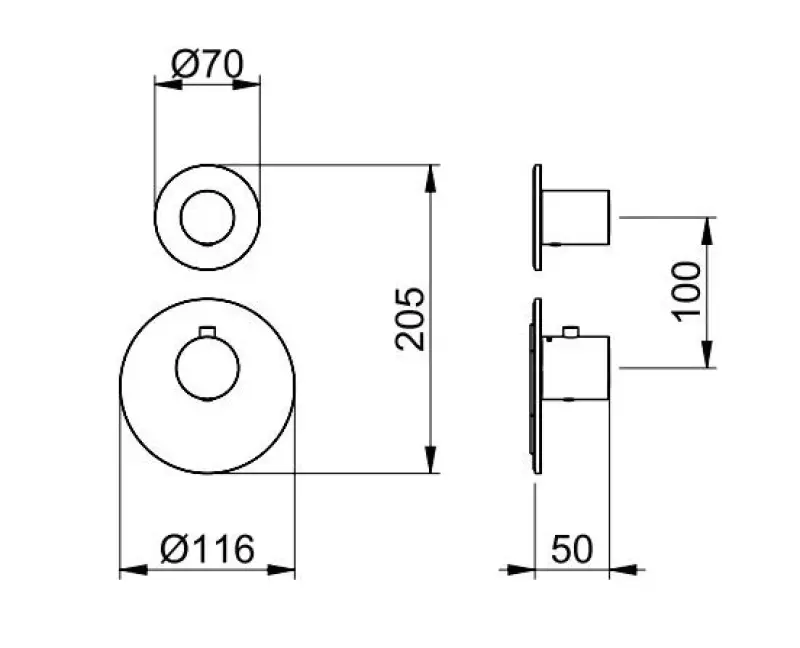 SB 316 AESTHETICS Round Unterputz-Thermostatarmatur mit 1 Ausgang / Absperrventil PVD Gold gebürstet 1208954895
