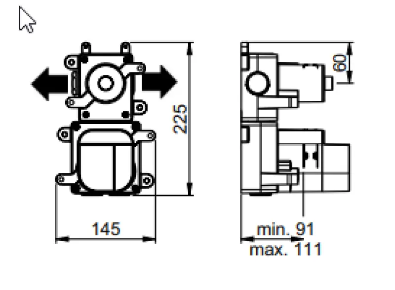 SB 316 AESTHETICS Round Unterputz-Thermostatarmatur mit 2 Ausgängen / Absperr- und Umstellventil komplett aus Edelstahl 1208954901