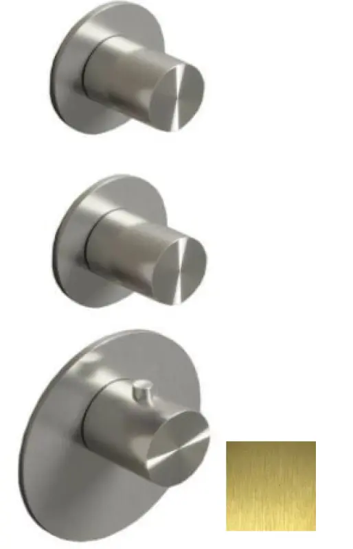 SB 316 AESTHETICS Round Unterputz-Thermostatventil mit 3 Ausgängen mit Umsteller und Absperrventil PVD Gold gebürstet 1208954951