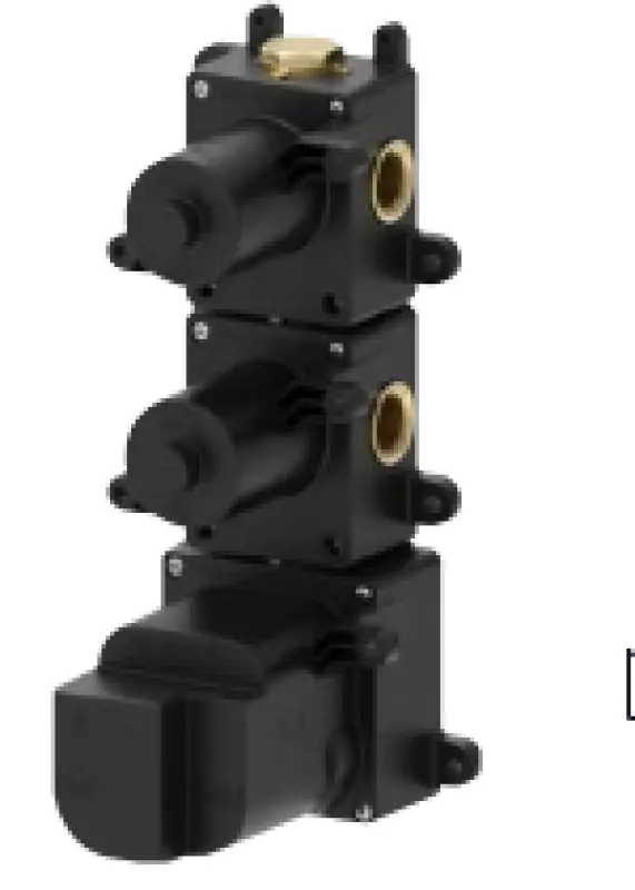 SB AESTHETICS Round Unterputz-Thermostatbatterie mit 3 Ausgängen, Umsteller und Absperrventil, Schwarz matt 1208954954
