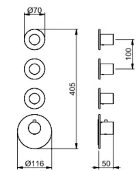 SB AESTHETICS Round Robinet thermostatique encastré avec 3 sorties/ 3x robinet d'arrêt blanc mat 1208954970