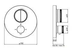 SB Push Mitigeur thermostatique encastré avec bouton poussoir inverseur et régulateur de débit PVD Or brossé 1208955071