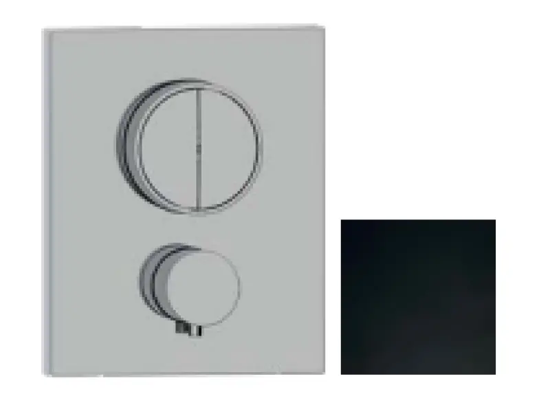 SB Push Square Unterputz-Thermostatbatterie mit Druckknopf-Umsteller und Mengenregler Schwarz matt 1208955126