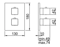 SB universal Square Mitigeur thermostatique encastré à 2 sorties PVD Gun metal 1208955151