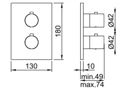 SB Universal Round on Square Mitigeur thermostatique encastré à 2 sorties PVD Or 1208955160