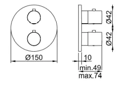 SB Universale Round Mitigeur thermostatique encastré à 2 sorties PVD Or 1208955167