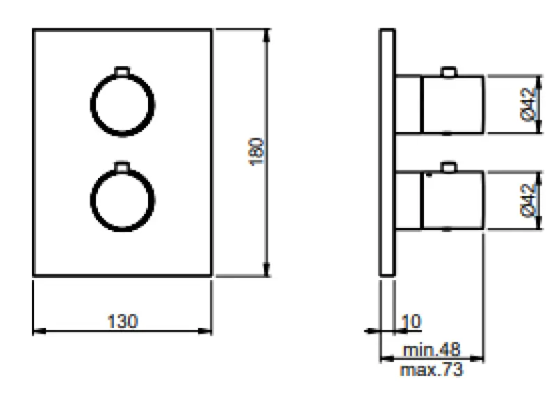 SB Universale Round on Square Mitigeur thermostatique encastré à 2 sorties entièrement en inox 316 1208955192