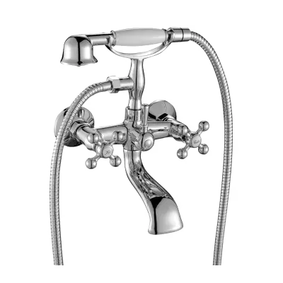 Aquadesign Marseille robinet de baignoire classique à montage apparent avec boutons étoile Bronze, douchette à main incluse