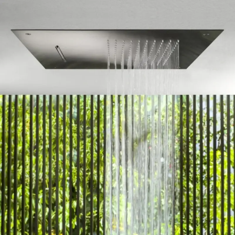SB Square 316 Einbau-Regendusche mit Wasserfall 50x50cm Deckenbrause PVD Gun Metal 1208955320