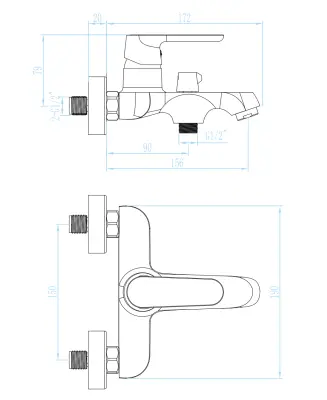 Aquadesign Tours mitigeur de baignoire apparent noir mat