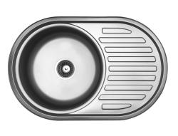 Ausmann Basic évier rond avec égouttoir en inox 77x50 cm avec siphon 1208955523
