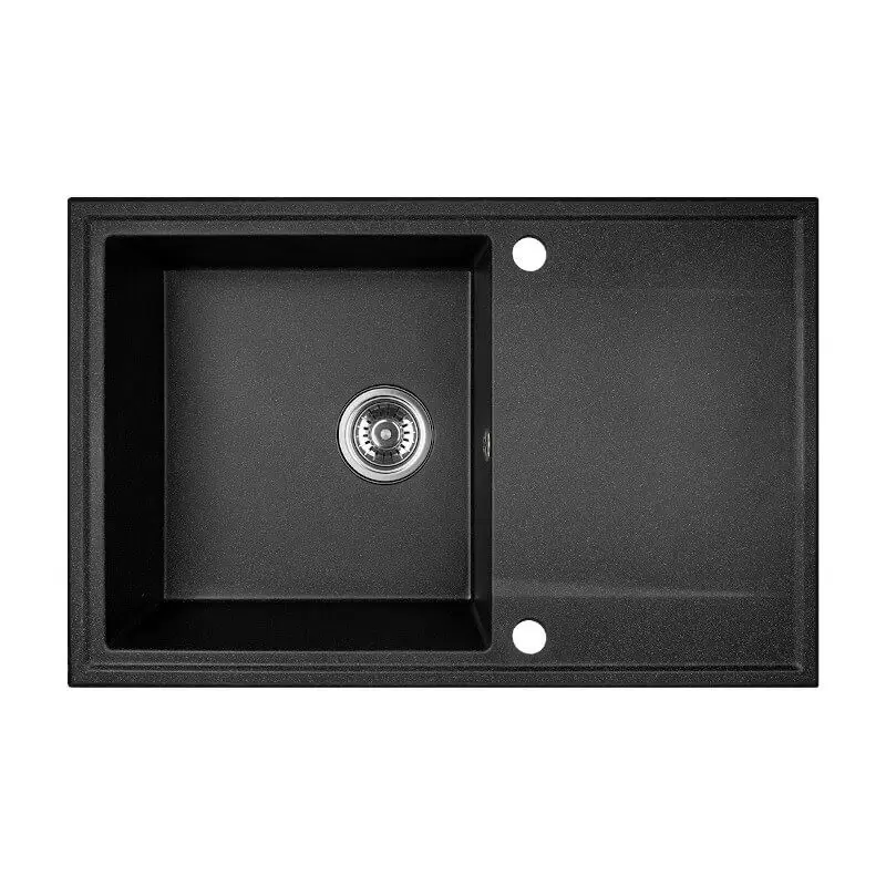 Aquadesign Cesena évier à montage en surface en granit avec égouttoir réversible couleur noir