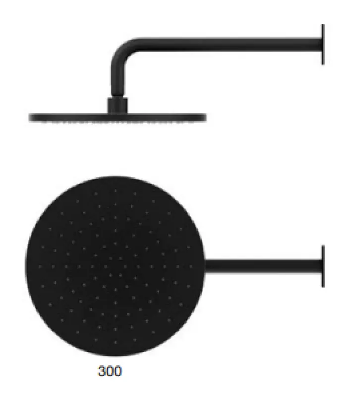 SB Round Messing Regendusche, Kopfbrause 30 cm Schwarz matt 1208955622