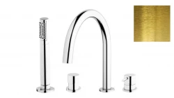 Waterevolution Flow Mitigeur de baignoire 4 trous pour montage sur gorge laiton brossé naturel T138
