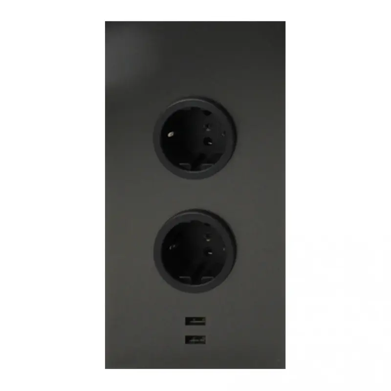 Indux Energiesäule 2ST22 mit 2 Steckdosen und 2 USB Anschlüssen Gun Metal mit Stift-Erdung Typ E