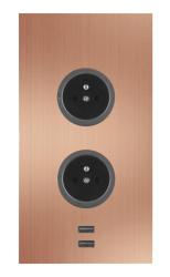 Indux Corner Colonne d'énergie avec 2 prises de courant, mise à la terre et 2 chargeurs USB Cuivre 1208955895
