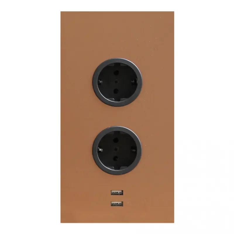 Indux Energiesäule 2ST22 mit 2 Steckdosen und 2 USB-Anschlüsse Kupfer mit Stift-Erdung Typ E