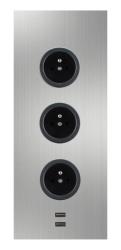Indux Corner Colonne d'alimentation avec 3 prises de terre et 2 chargeurs USB en acier inoxydable 1208955897