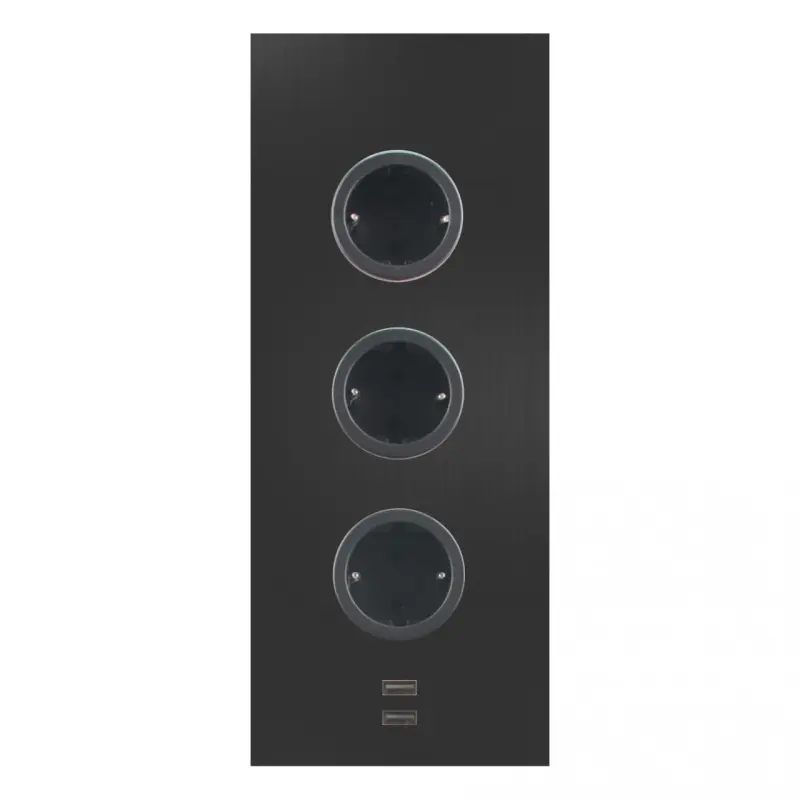 Indux Energiesäule 3ST29 mit 3 Steckdosen und 2 USB-Anschlüsse Schwarz mit Stift-Erdung Typ E