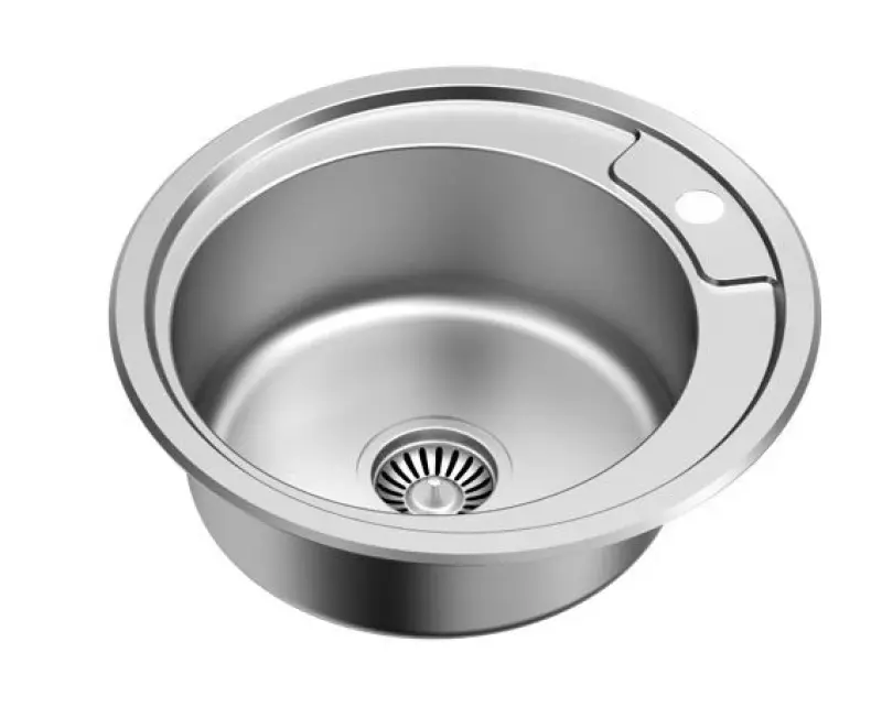 Aquadesign Ross Basic Runde Edelstahl-Spüle mit Hahnloch 1208956232