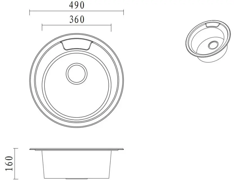 Aquadesign Ross Basic Runde Edelstahl-Spüle mit Hahnloch 1208956232
