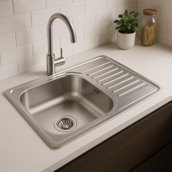 Aquadesign Basic évier en inox avec égouttoir réversible 66x42cm à montage en surface 1208956285