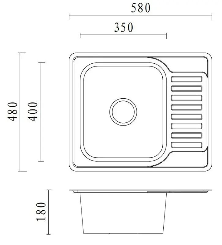 Aquadesign Rudolf Edelstahlspüle 580x480mm Oberflächen-Einbau mit Abtropffläche reversibel 1208956288