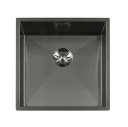 Lorreine 42WT-GunMetal worktop rvs spoelbak GunMetal 42x42cm voor inbouw in keramiek of natuursteen