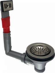 PB classic inox Kit de vidage avec trop-plein pour évier de cuisine et panier pour bonde verrouillable 1208956477