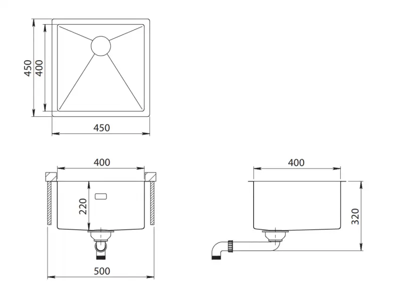 Ausmann Turt Kupfer-Spülbecken PVD NANO Copper 40x40, Unterbau flächenbündig und Oberflächen-Einbau 1208956945