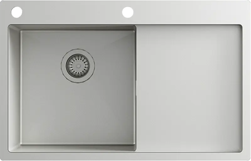 Ausmann Turt Edelstahlspüle mit Abtropffläche rechts 780x500mm, flächenbündiger und Oberflächen-Einbau 1208956954