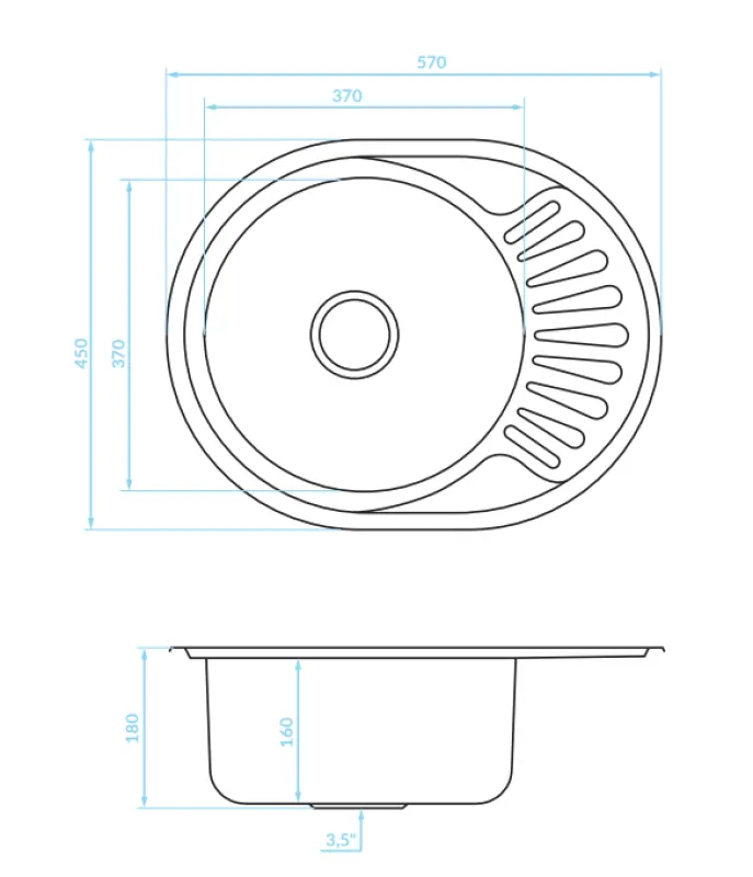 Ausmann Basic inox évier à poser avec égouttoir réversible 57x45 cm avec siphon 1208956973