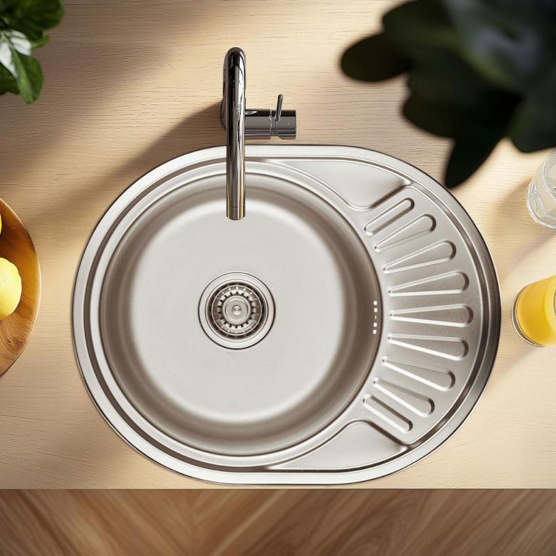 Ausmann Basic inox évier à poser avec égouttoir réversible 57x45 cm avec siphon 1208956973