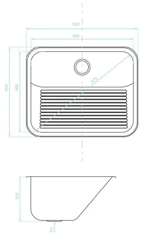 Aquadesign Utility Évier à évier 55 x 45 cm pour l'arrière-cuisine ou le garage, supports inclus 1208957003