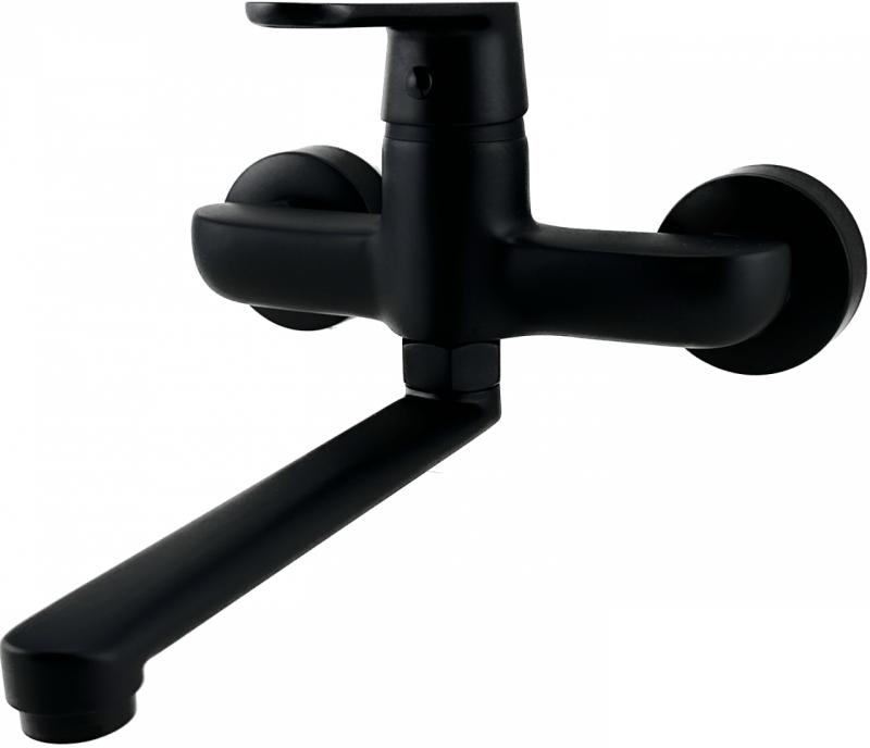 AquaTrimo Chopin Wandarmatur mit Auslauf unten, Schwarz matt 21CP7075SW