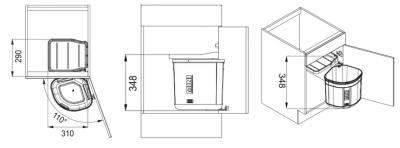 Franke Sorter Mini Poubelle de tri des déchets rotatif 17 litres 1210176518