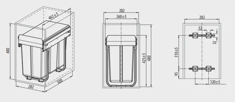 Garbi Sorter S-30-3 système de déchets encastrable avec 3 bacs à 10 litres 1208957362