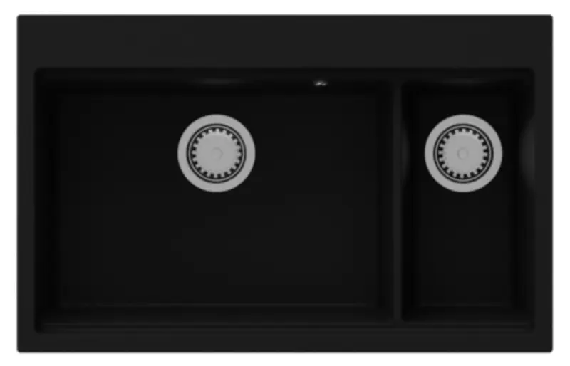 GraniteMy Limited große 1,5 Granit-Spüle in Schwarz 76x48 cm, inkl. Zubehör, Oberflächen-Einbau und Unterbau 1208957389