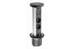 Indux Lift multiprise rétractable mise à la terre type E noir pour plan de travail avec éclairage, 2 x USB et recharge sans fil 1208957402