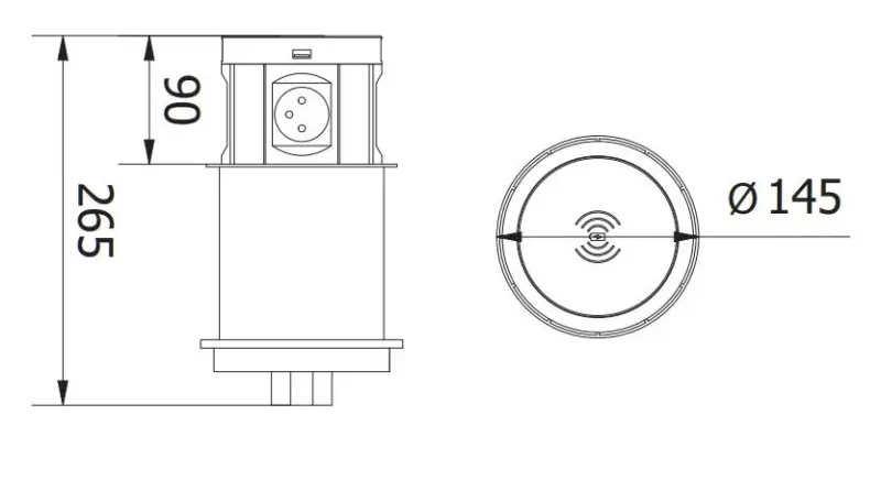 Indux Push Versenkbare Küchensteckdose Weiß mit 4 Steckdosen Erdung Typ F, 2 x USB, 2 x RJ45 und kabellosem Laden 1208957419