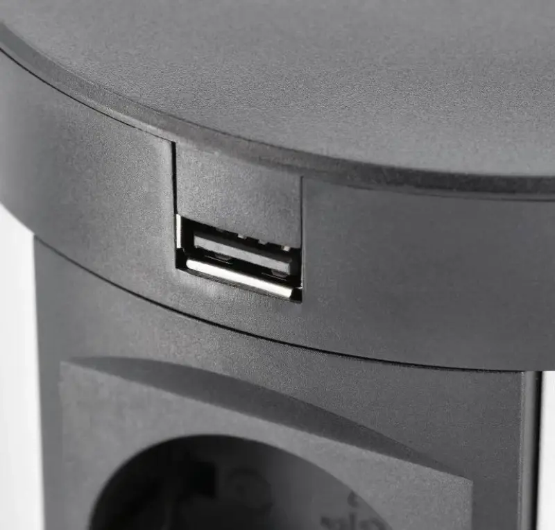 Indux Push- versenkbare Küchensteckdose Schwarz mit 4 Steckdosen  Erdung Typ F, 2 x USB, 2 x RJ45 und kabellosem Laden 1208957420